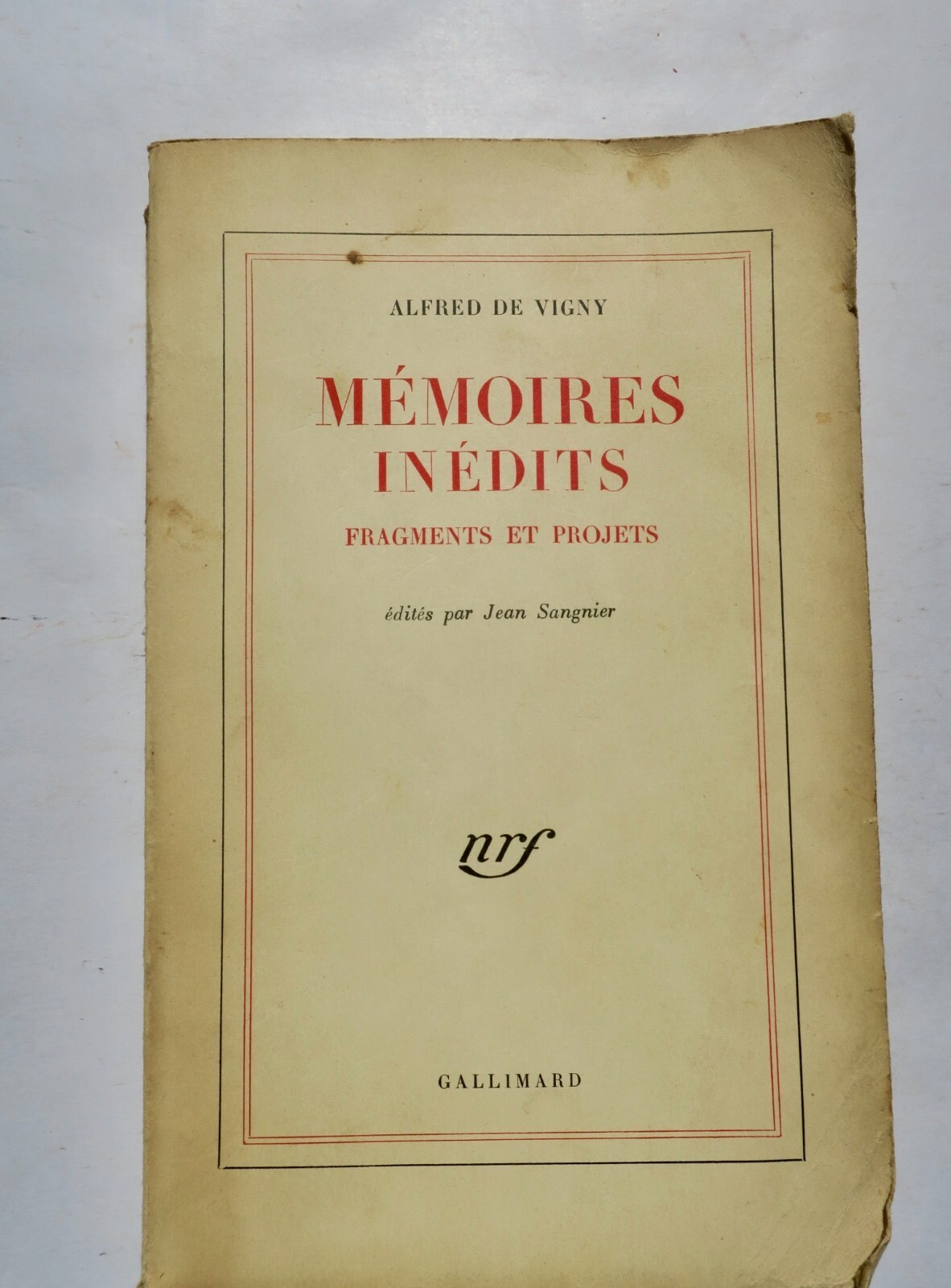 VIGNY ALFRED MEMOIRES INEDITS FRAGMENTS ET PROJETS NRF – Image 6