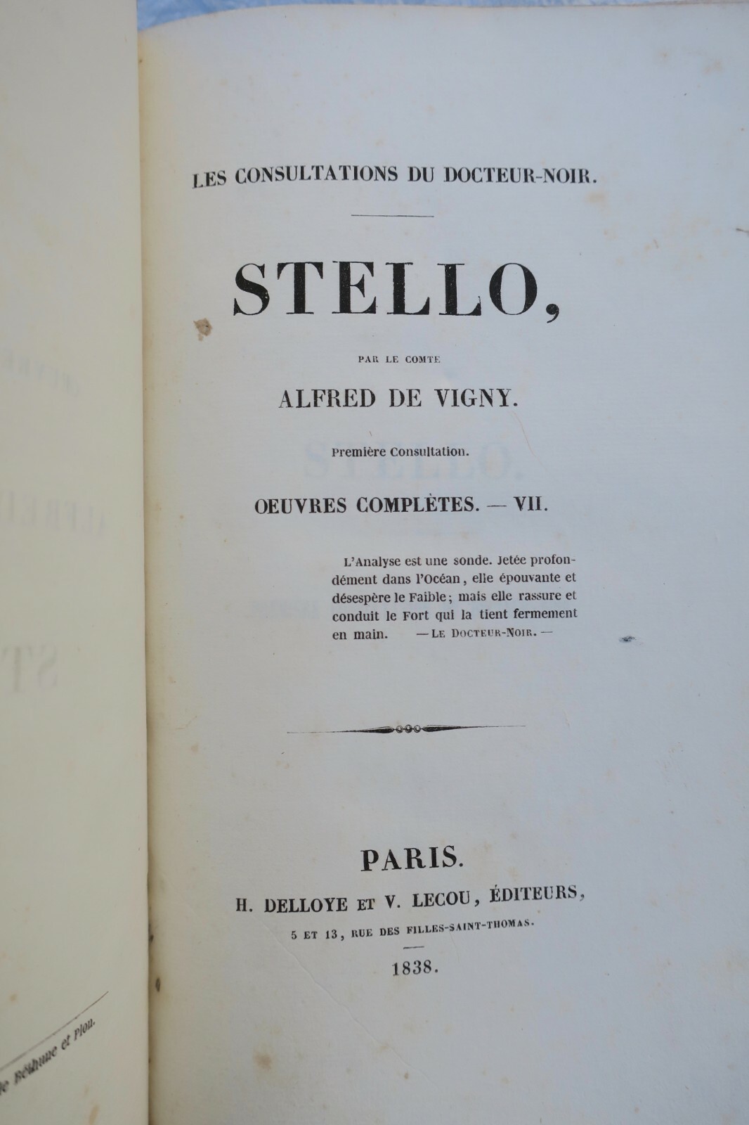 维尼的作品新版本<span class="lla-card-orig-wrap"><span class="lla-card-orig">❦ VIGNY Stello 1838</span></span> - La Librairie Antique