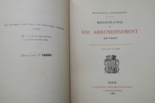 Historical Study of Paris's VIIIth District<span class="lla-card-orig-wrap"><span class="lla-card-orig">❦ VIIIe Arrondissement de Paris 1880</span></span> - La Librairie Antique