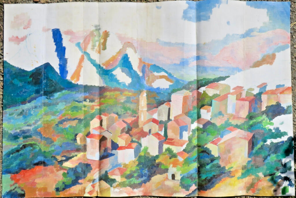 Mountain Village - Painted Canvas