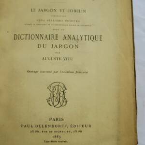 VILLON Le Jargon et Jobelin.. dictionnaire analytique du jargon 1889