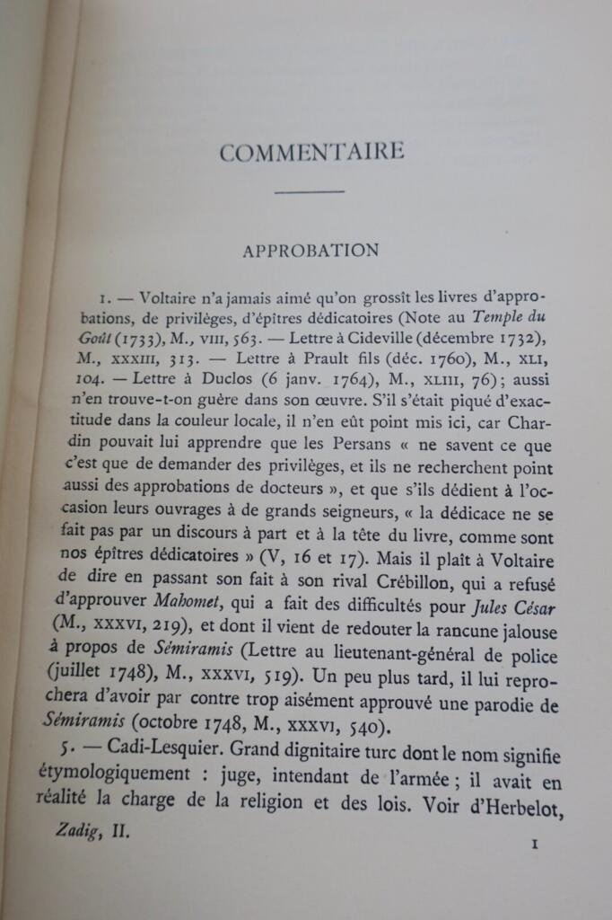 Voltaire ZADIG Edition critique 1929