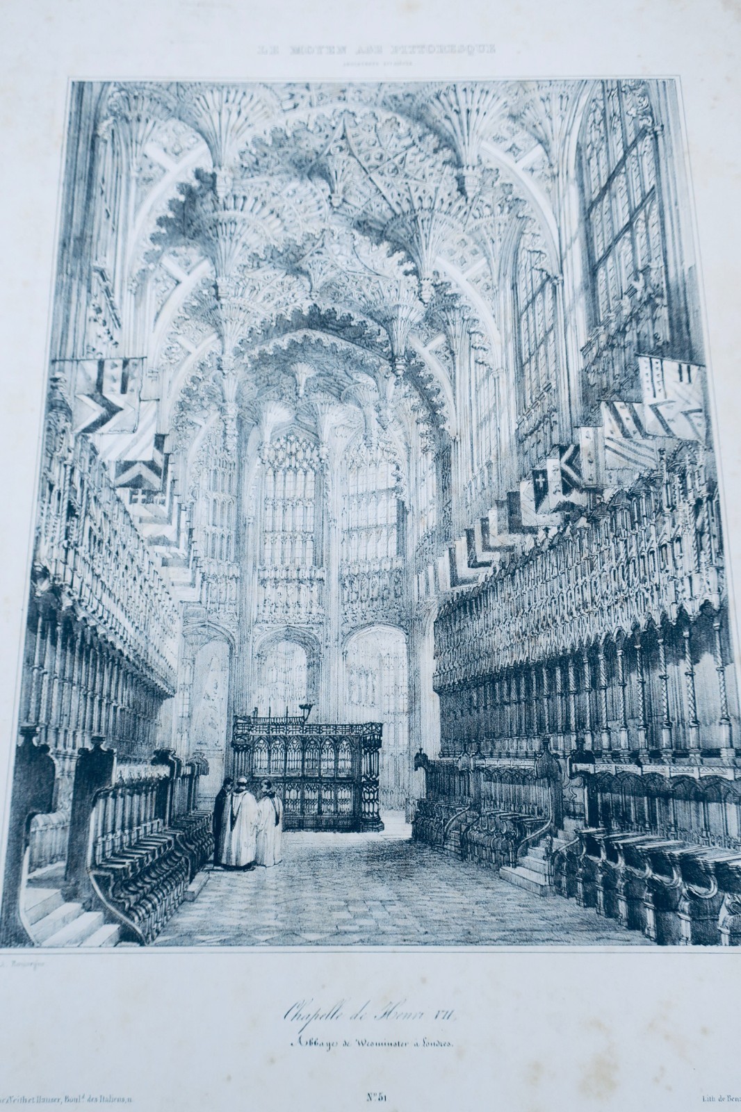 ヘンリー7世のチャペルのリトグラフ<span class="lla-card-orig-wrap"><span class="lla-card-orig">❦ Westminster chapelle de Henri VII LONDRES 31 x 45 cm lithographie</span></span> - La Librairie Antique