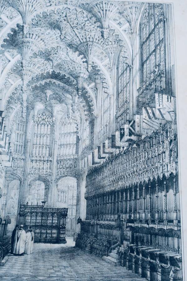 Westminster chapelle de Henri VII LONDRES 31 x 45 cm lithographie
