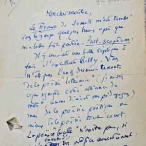 Yves-Gérard Le Dantec belle lettre autographe manuscrite & signée