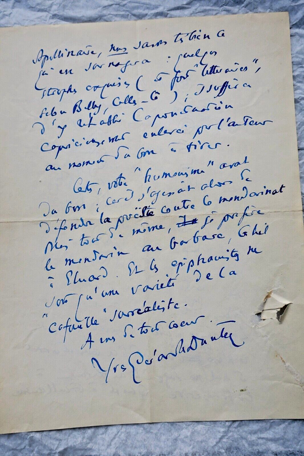 Yves-Gérard Le Dantec belle lettre autographe manuscrite & signée - La Librairie Antique