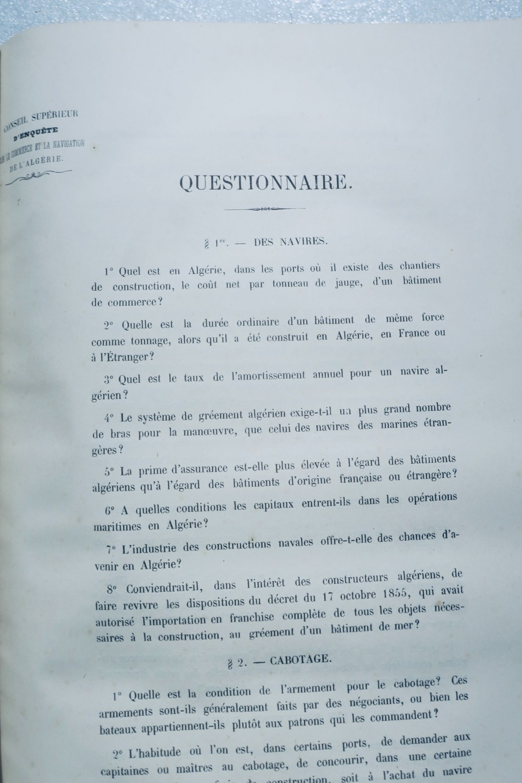 Algerien Untersuchung über Handel und Schifffahrt Algeriens 1863