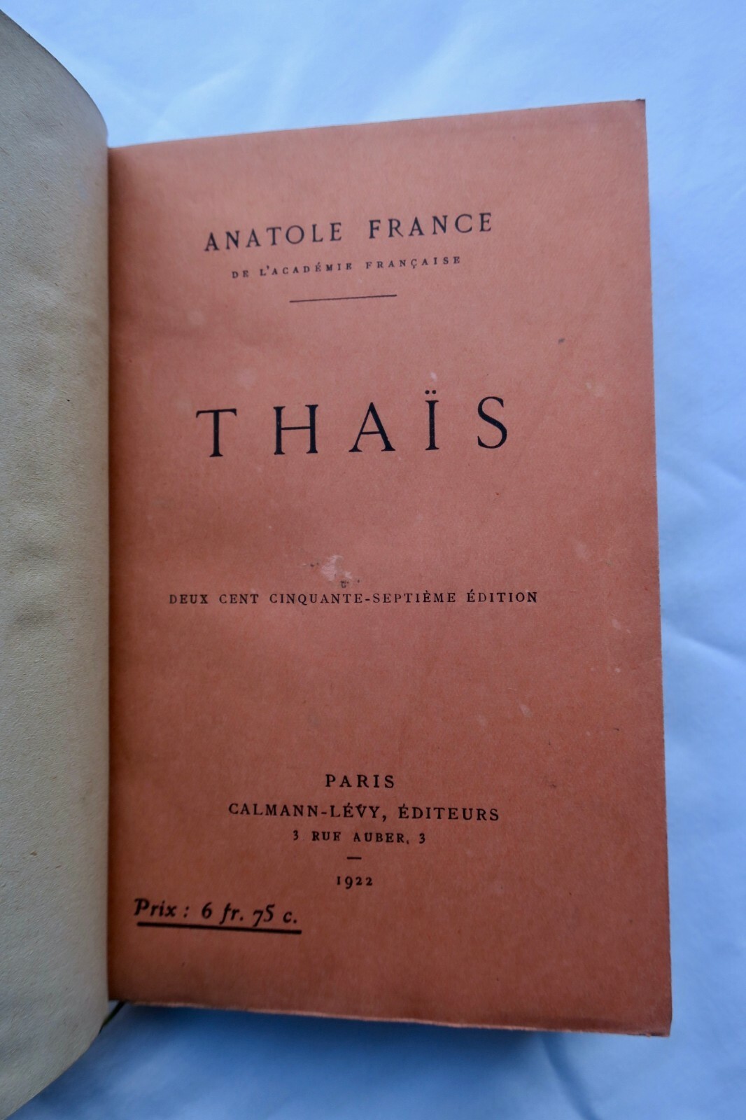 Anatole France Thaïs 1922