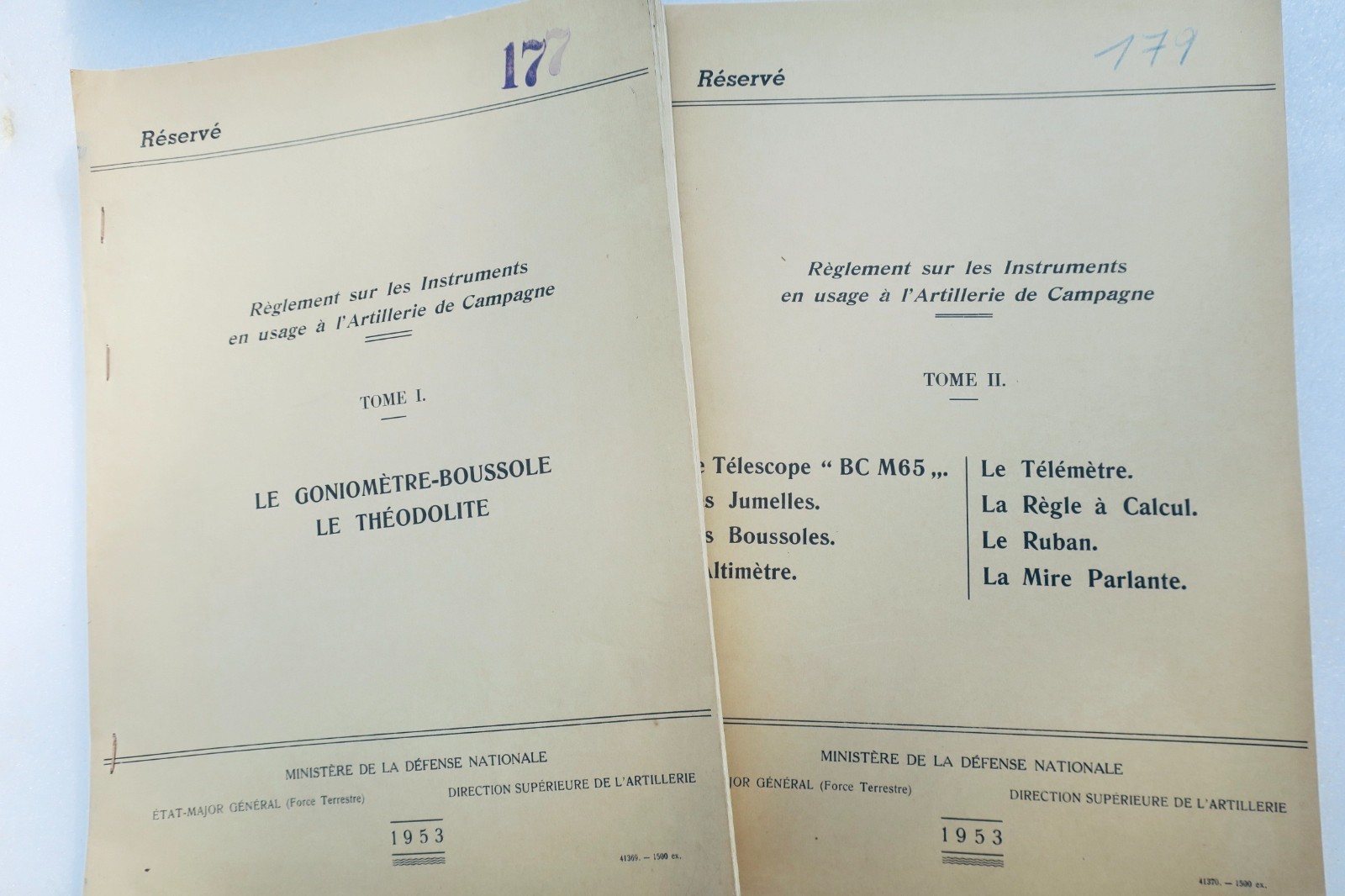 Artillery regulations on instruments used in field artillery