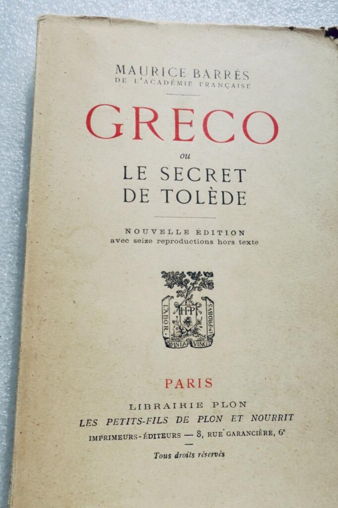 BARRES MAURICE GRECO OR THE SECRET OF TOLEDO