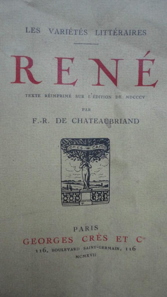 CHATEAUBRIAND (François-René de) RENE Georges Crès 1917