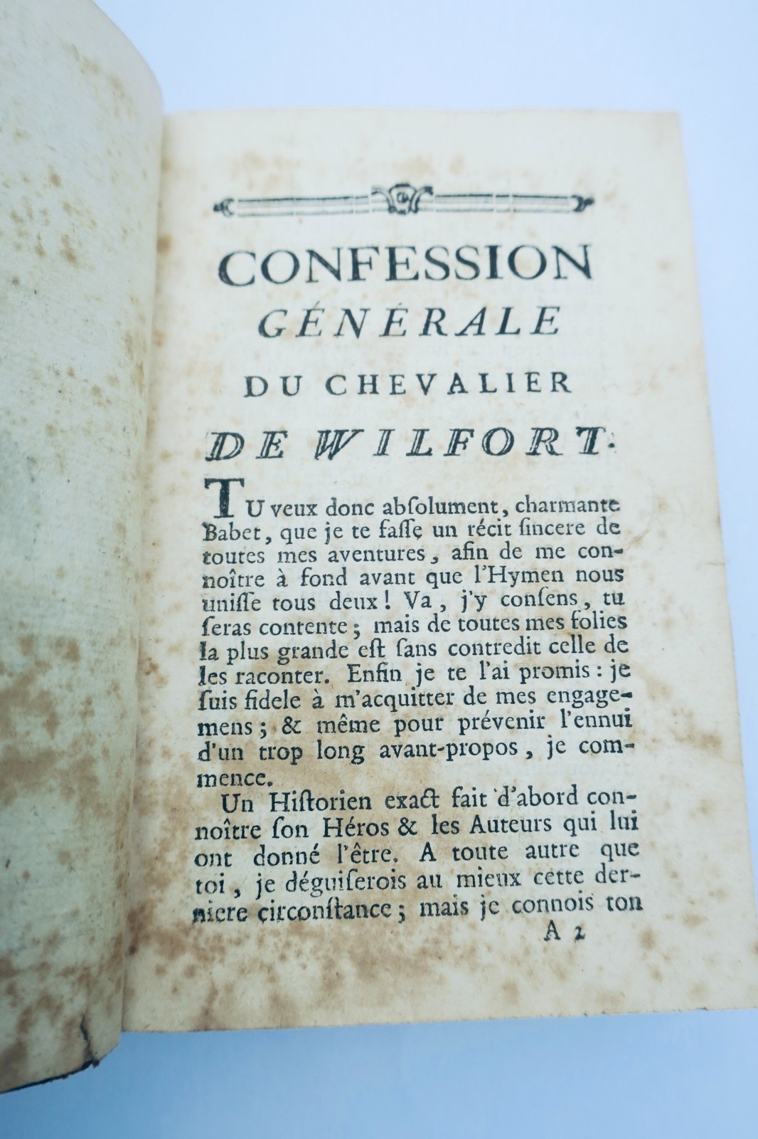 curiosa CAZIN Beichte des Chevalier de Wilfort 1772