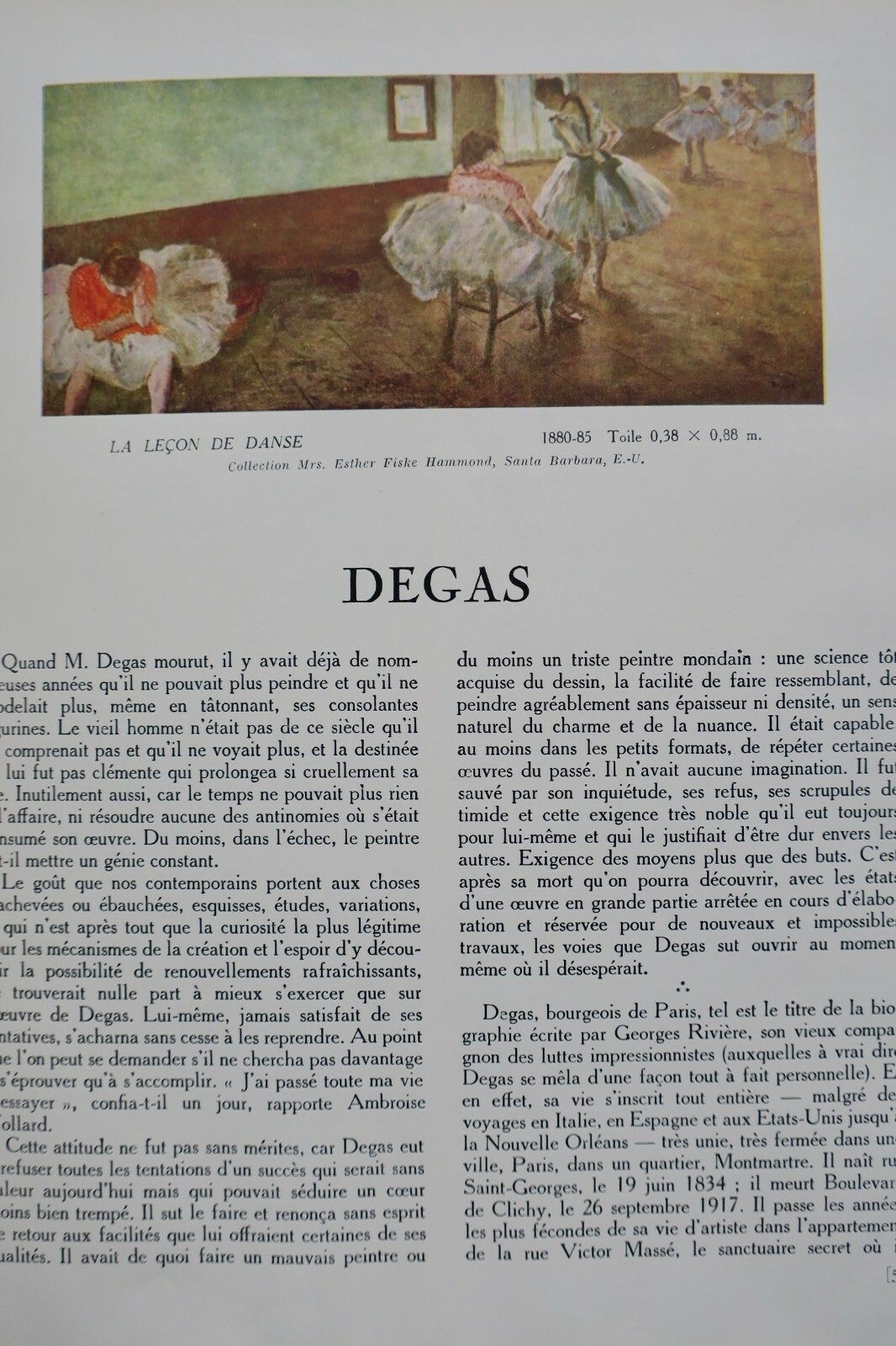 Degas, Lassaignes Degas 1947