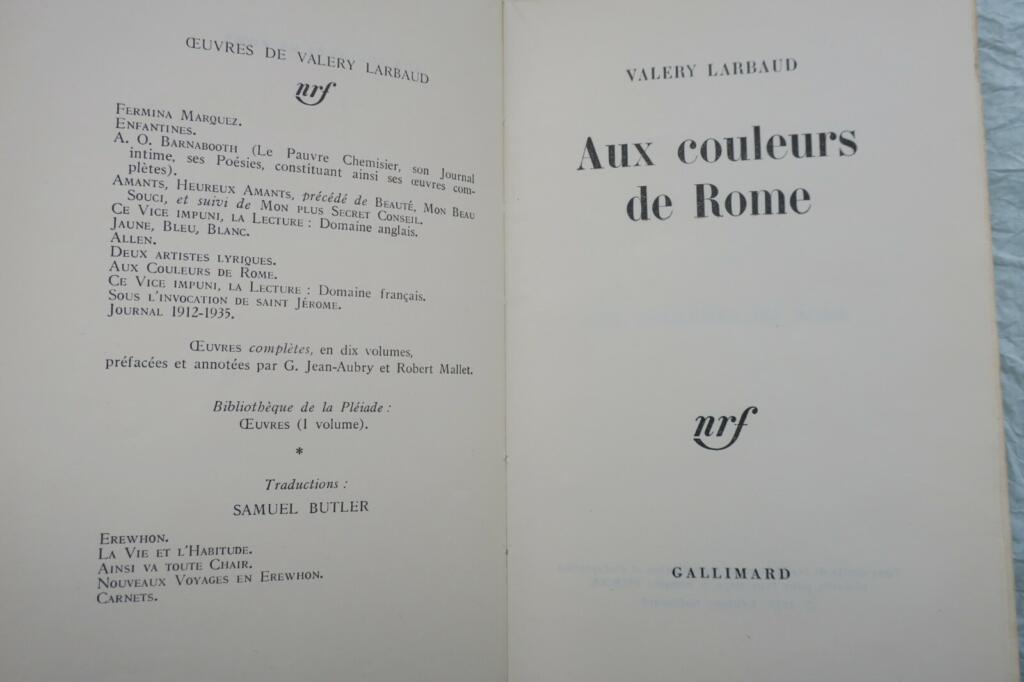 LARBAUD (Valery). Aux couleurs de Rome