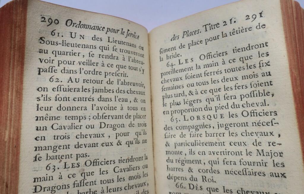 Louis XV Ordonnance du roi service dans les Places & les Quartiers 1768