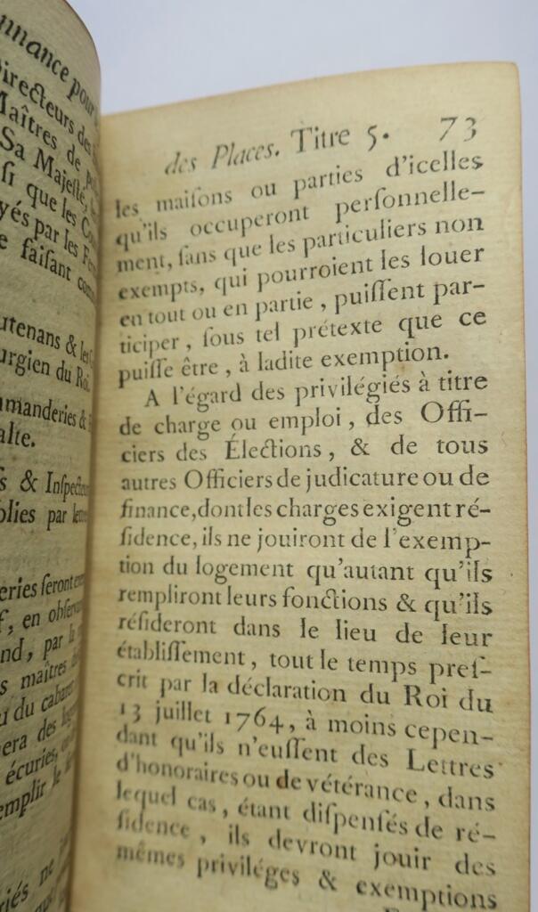 Louis XV Ordonnance du roi service dans les Places & les Quartiers 1768