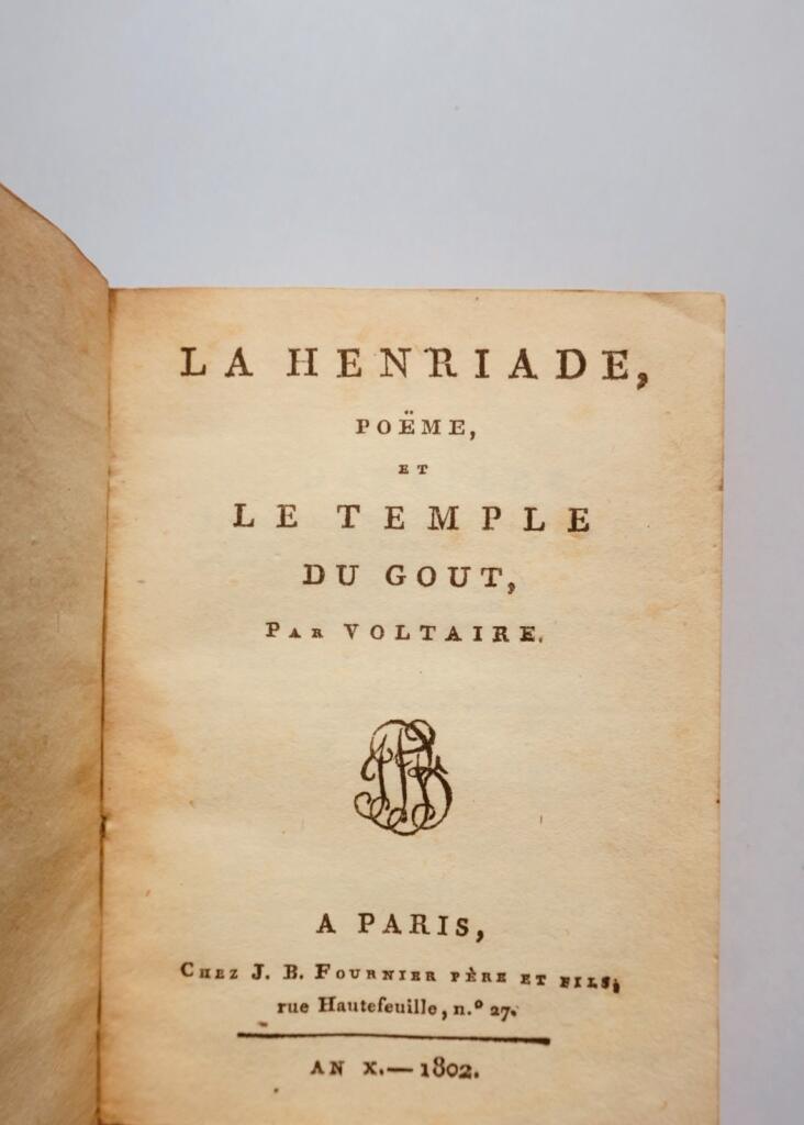 minuskul la Henriade Gedicht 1802 Voltaire