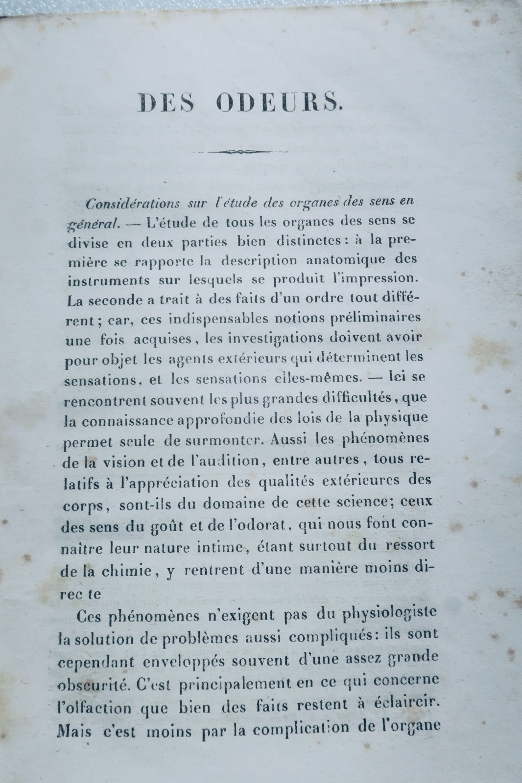 Duméril's Des odeurs, de leur nature et de leur action physiologiques 1843