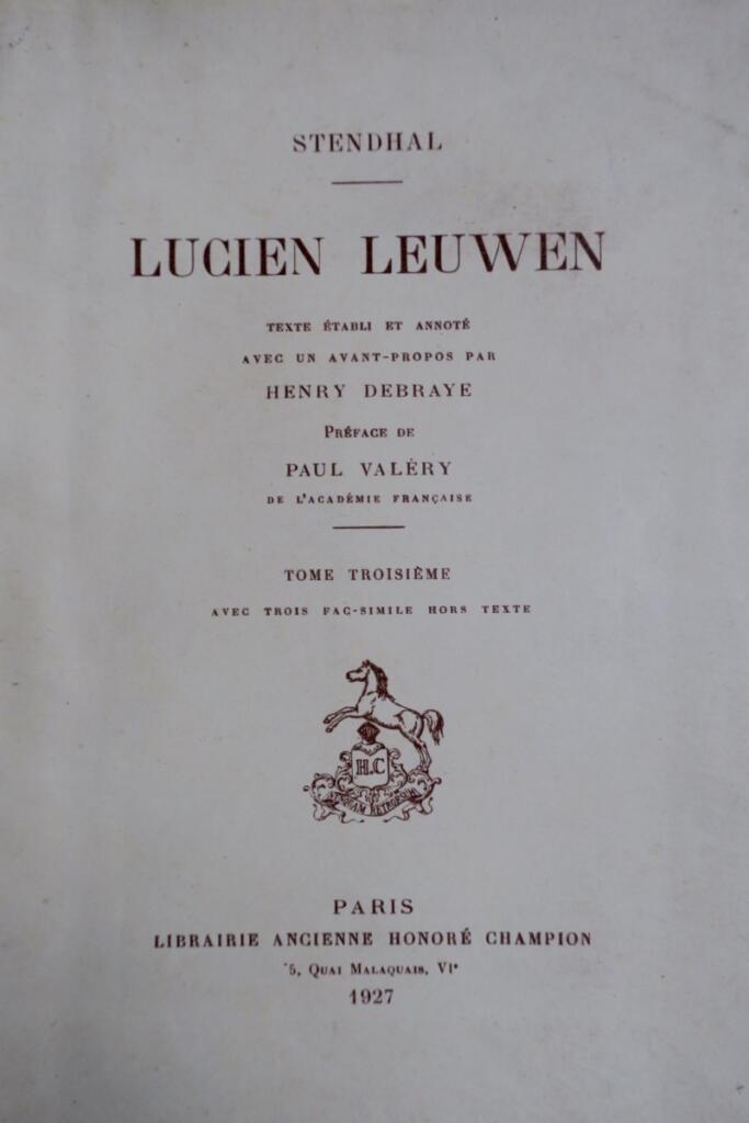 STENDHAL Lucien Leuwen 1927