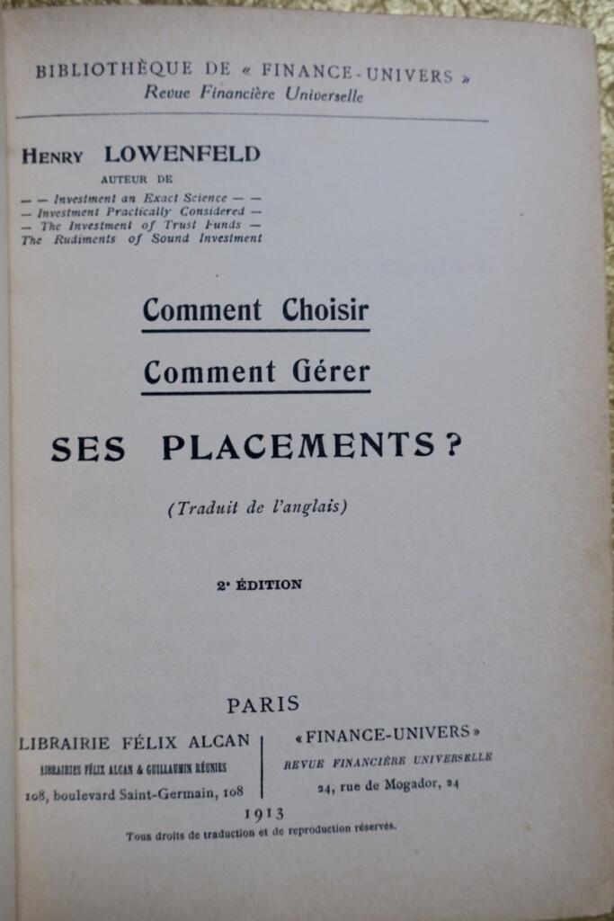 Wie wählt und verwaltet man seine Anlagen? 1913
