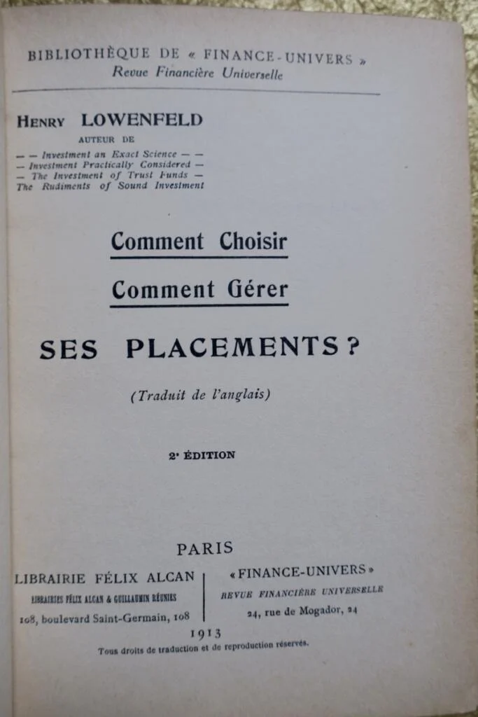 How to Choose and Manage One's Investments? 1913