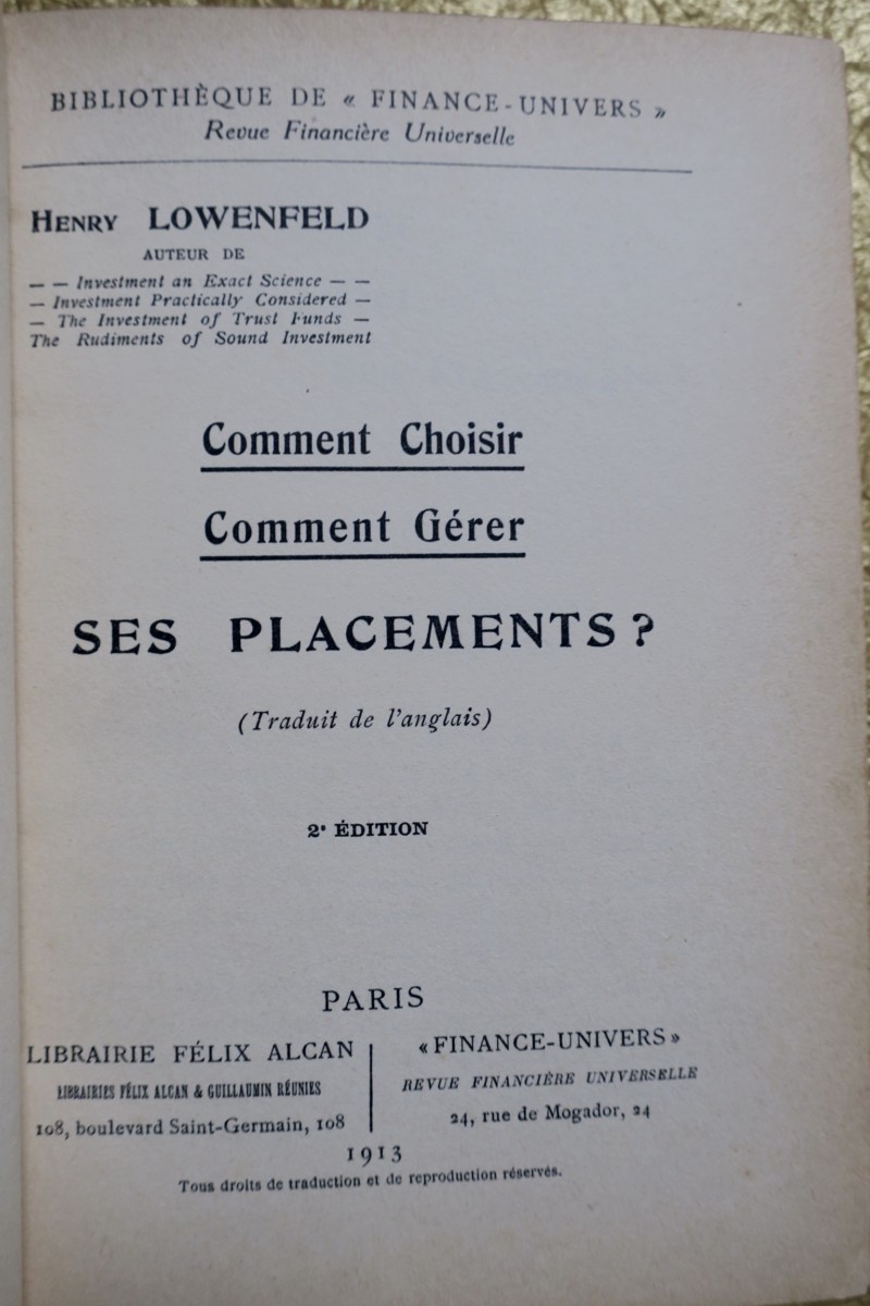 Wie wählt und verwaltet man seine Anlagen? 1913