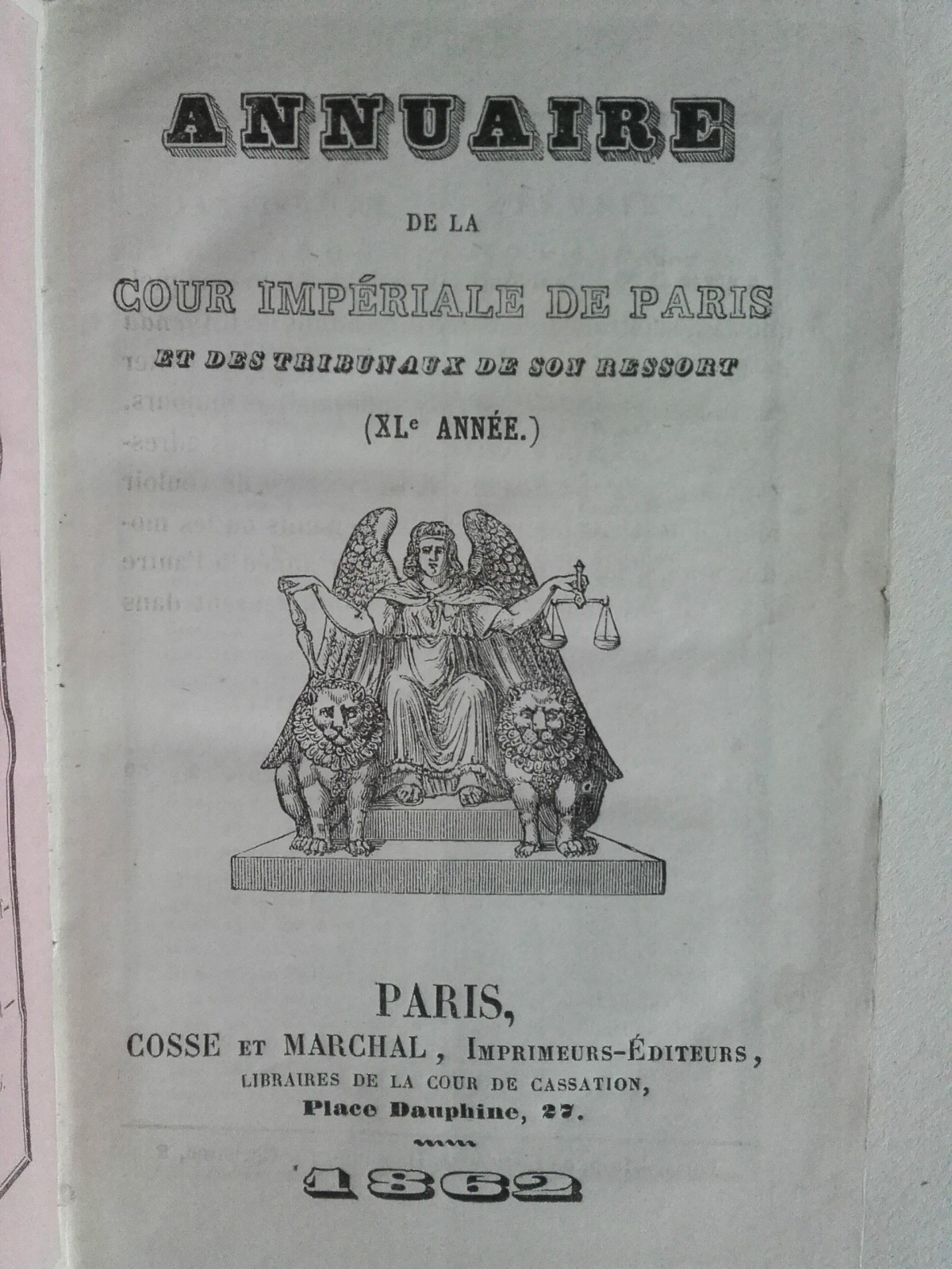 Imperial Court of Paris and its Jurisdiction Yearbook 1862