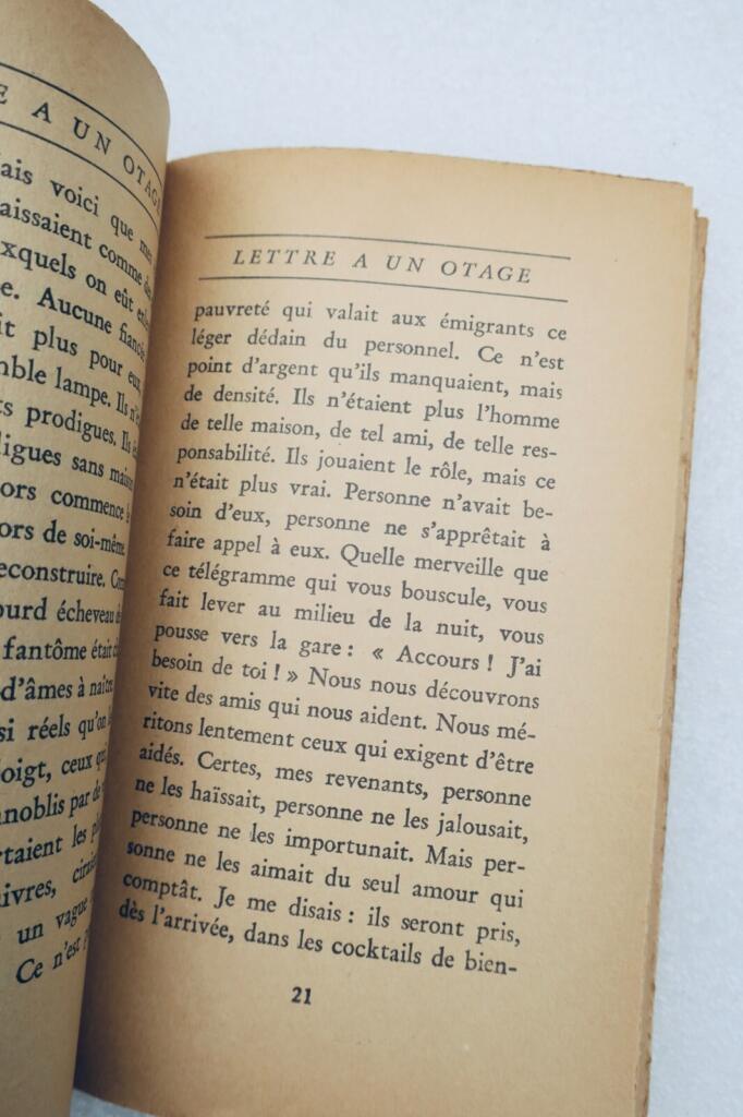 Antoine de Saint-Exupéry Lettre à un otage - Gallimard, 1950