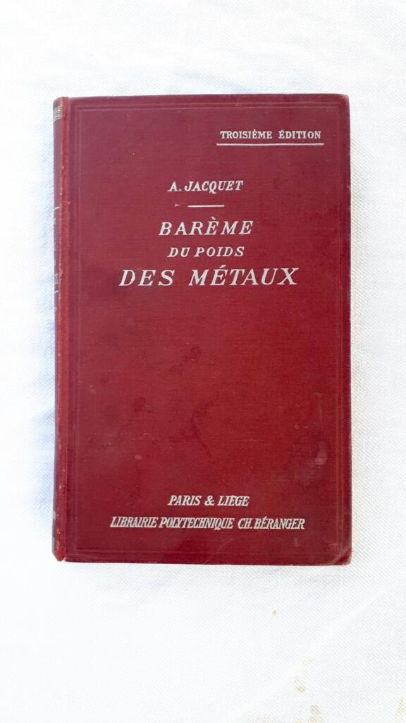 Barème Du Poids Des Métaux. 1930