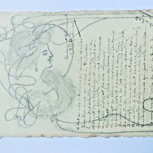 carte-postale belle époque réalisée & dessinée à la main & poème manuscrit