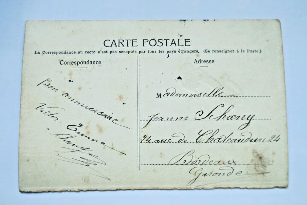 Carte postale en bois peint 1908
