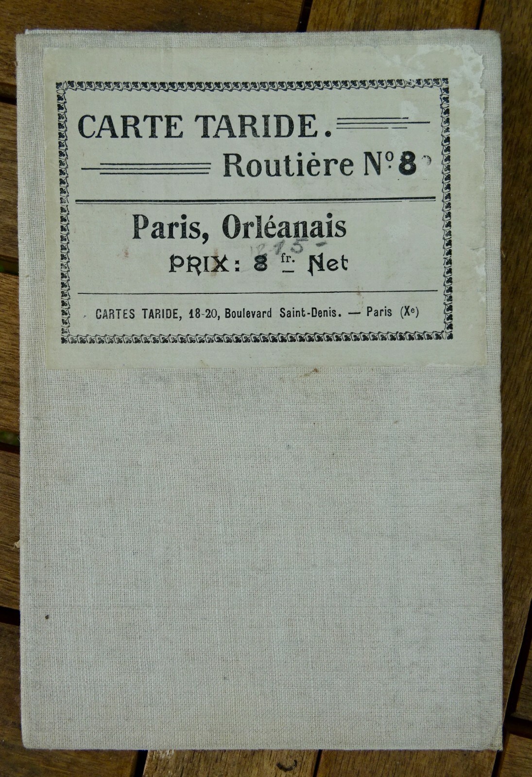 Carte Taride, Routière N°8 : Paris, Orléanais - La Librairie Antique