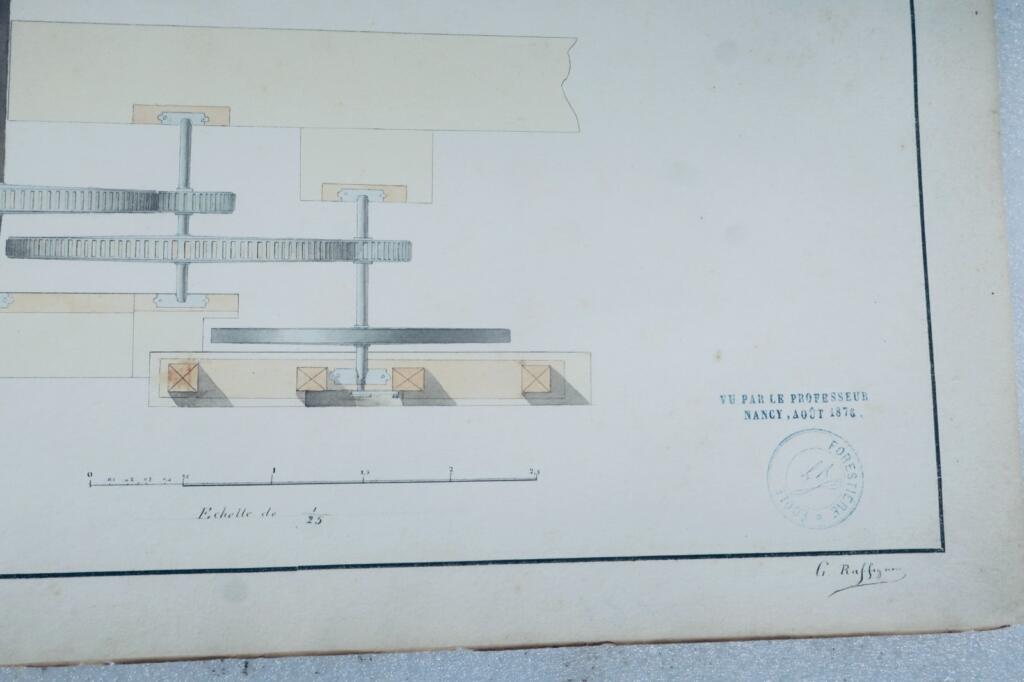 Dessins d'arpenteur et cartographe, Cours forestier, Nancy, 19th century