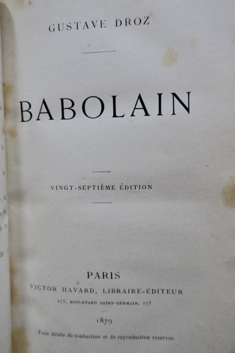 DROZ Gustave. Babolain 1879 - La Librairie Antique