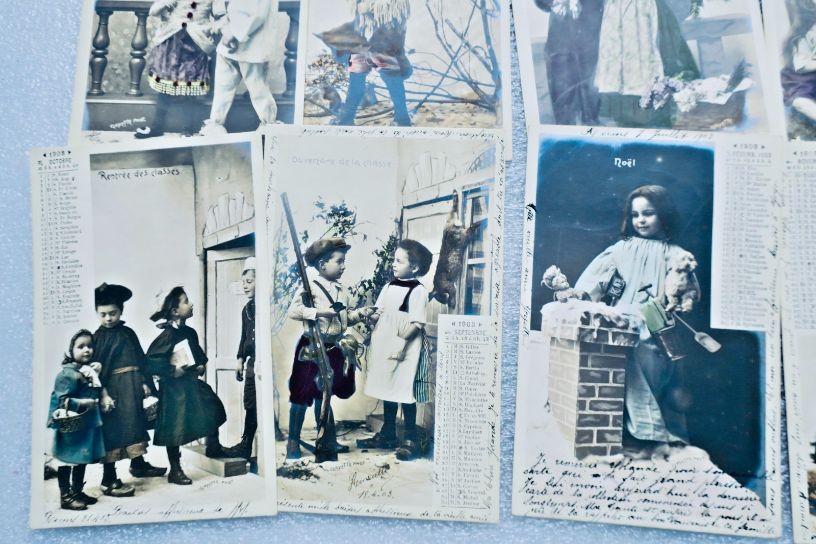 ENFANTS calendrier en carte-postale 1903 Clayette photo Complet 12 CPA – Image 6