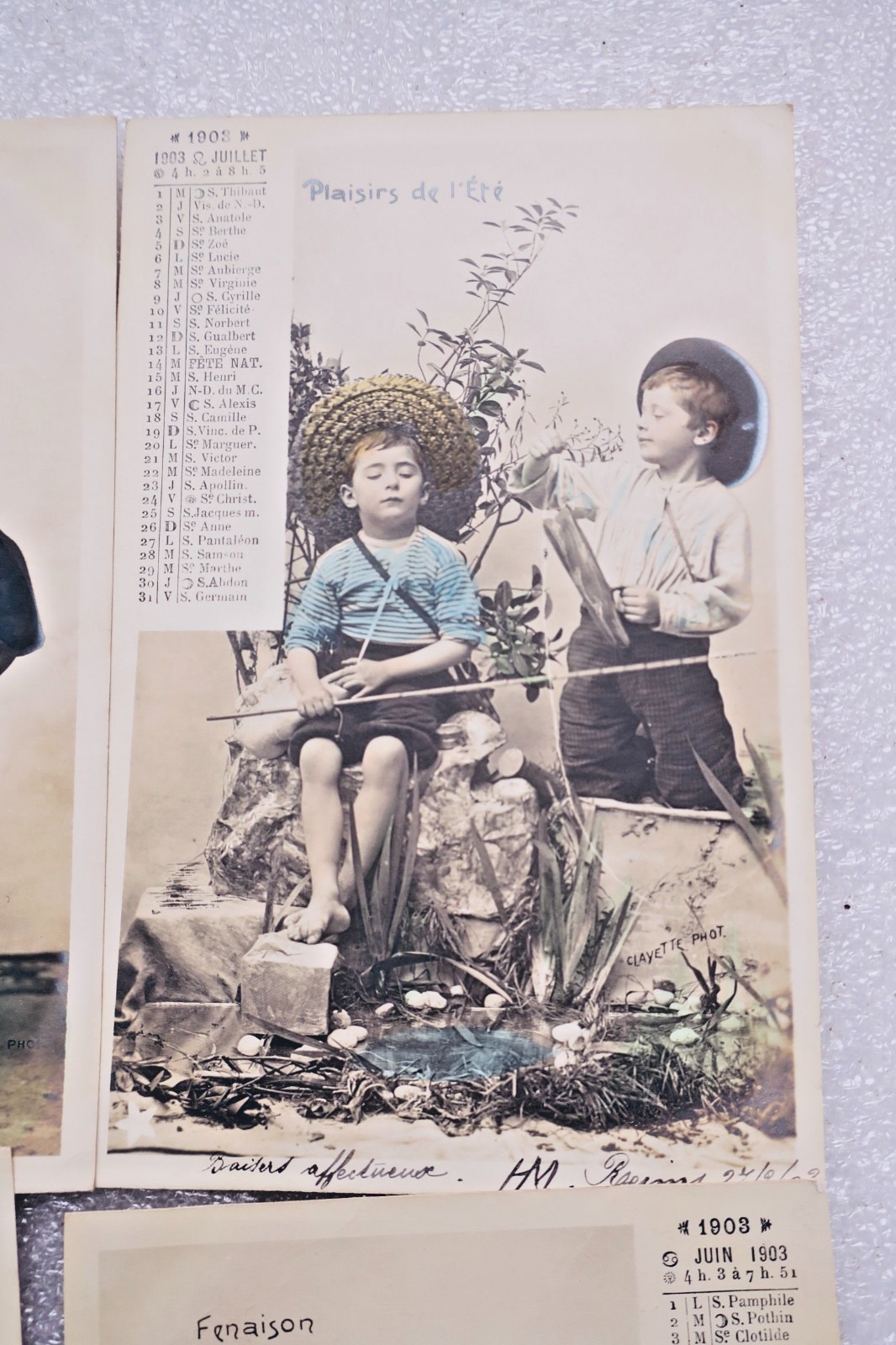 ENFANTS calendrier en carte-postale 1903 Clayette photo Complet 12 CPA – Image 5