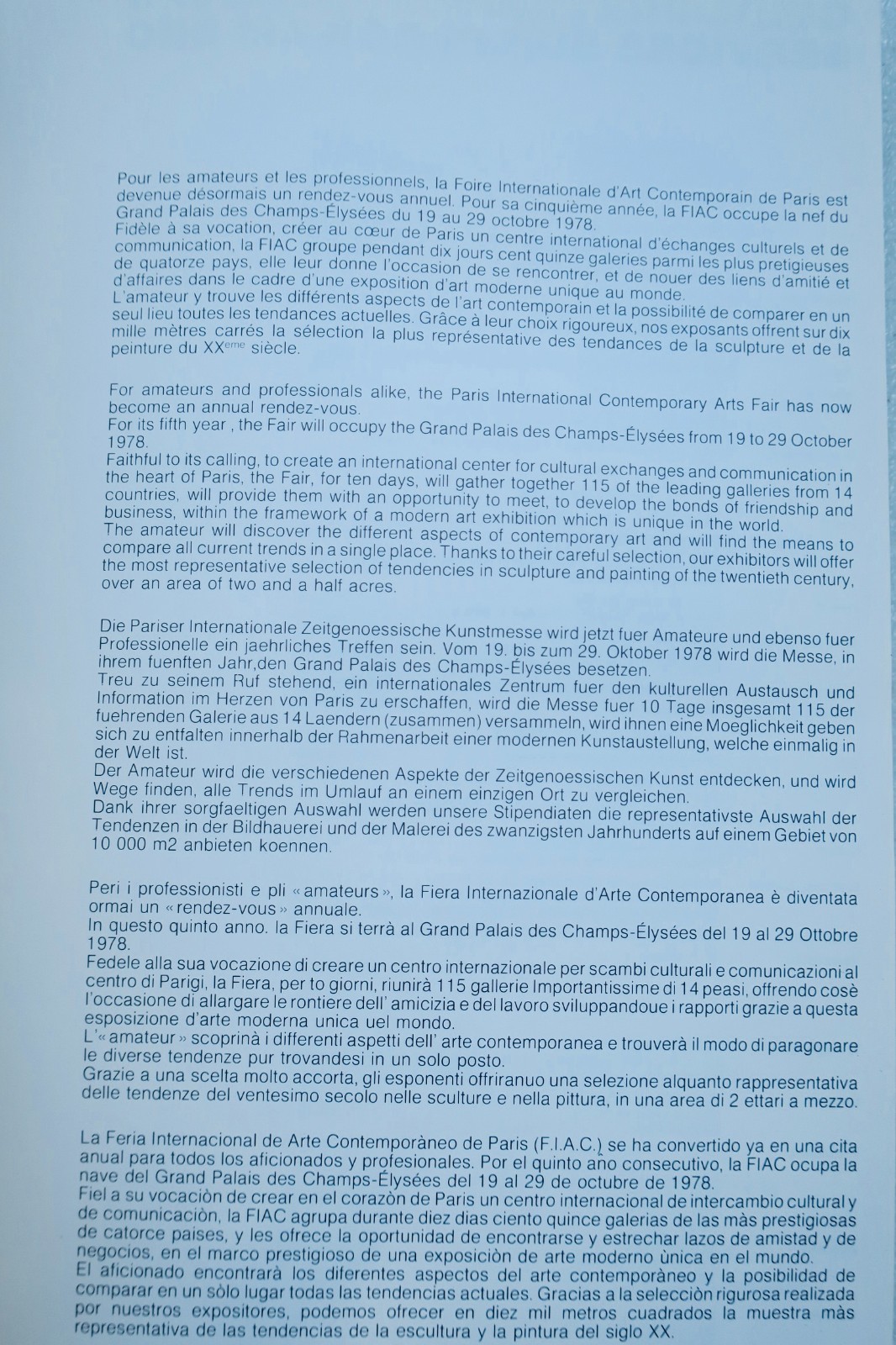 Fiac 78. Art contemporain Paris Grand Palais 20-29 octobre. Paris, 1978 – Image 3