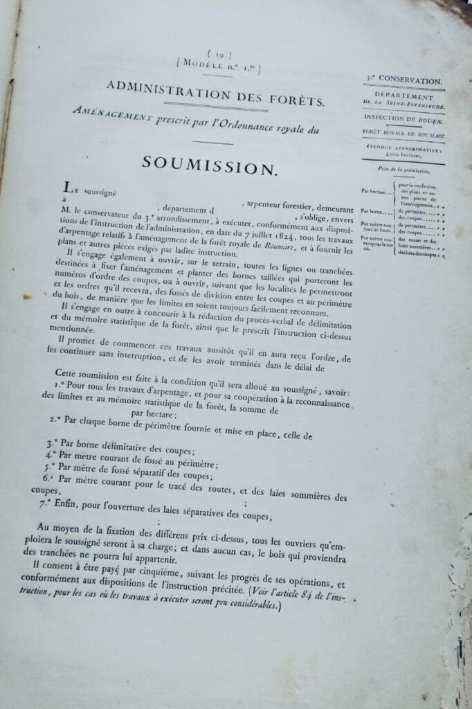 Waldinstruktion.. Anlagen Verwaltung der Wälder 1824 Rouen Roumare 76