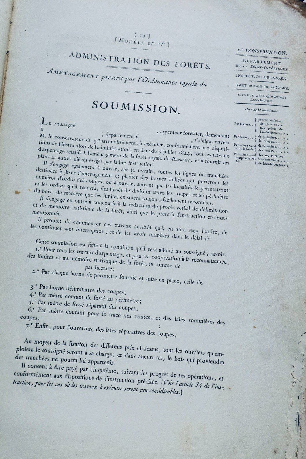 forêt instruction.. aménagemens administration des forêts 1824 Rouen Roumare 76 – Image 5