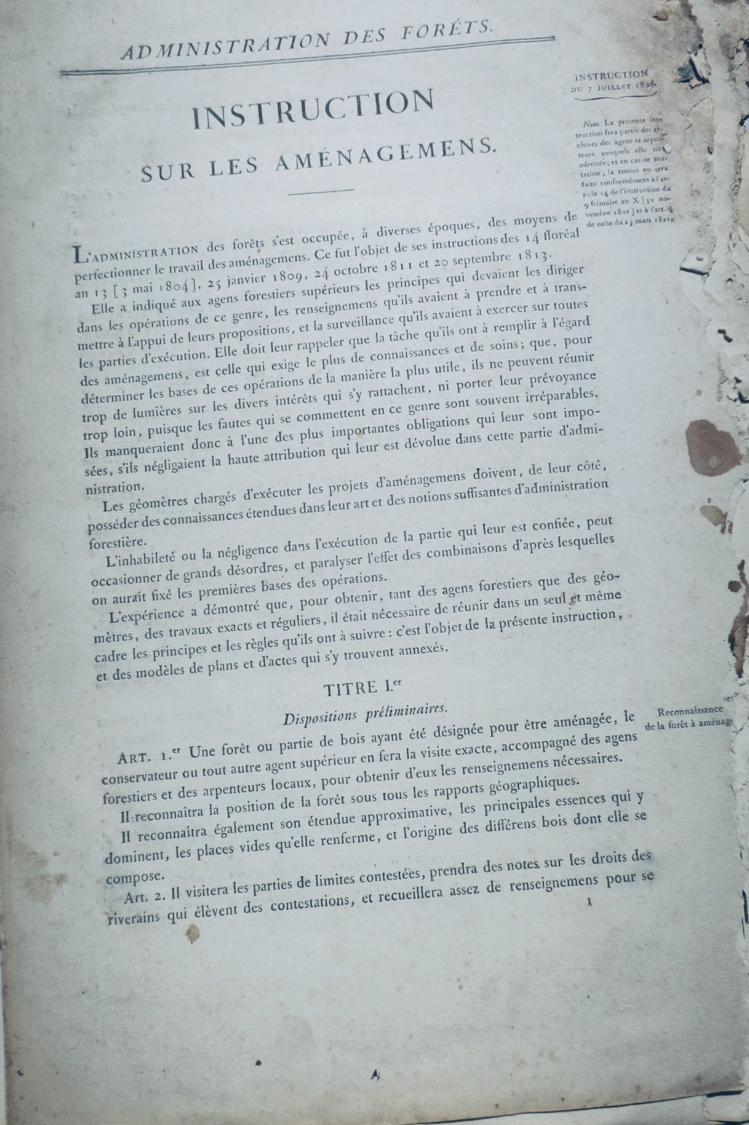 forêt instruction.. aménagemens administration des forêts 1824 Rouen Roumare 76 – Image 3