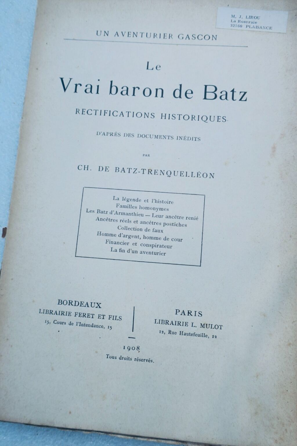 gascon le vrai baron de Batz 1908