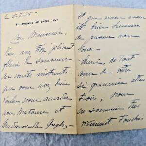 Général Weygand lettre autographe manuscrite & signée
