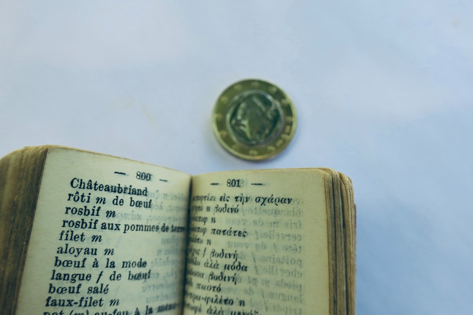Greek dictionary, Lilliput, Modern Greek-French, 36 x 50 mm