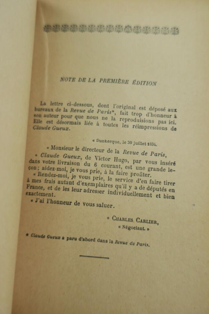 HUGO VICTOR LE DERNIER JOUR D&rsquo;UN CONDAMNE – CLAUDE GUEUX 15 x 10 cm.