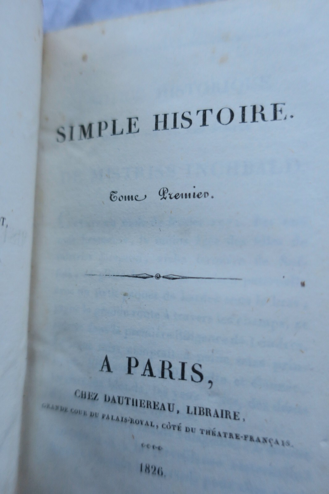 INCHBALD MISTRISS SIMPLE HISTOIRE 1826 – Image 3