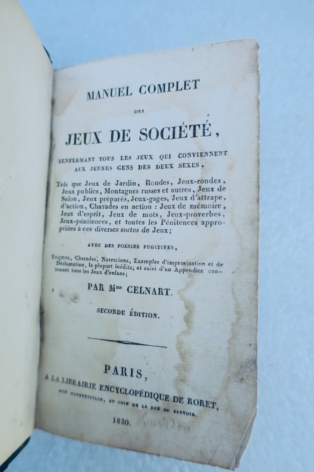 jeux CELNART MANUEL COMPLET DE JEUX de société 1830 – Image 4