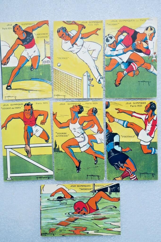 JO Spiele Paris 1924 Illustrator ROOWY 7 CPA