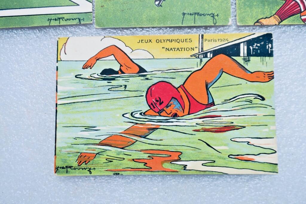JO Spiele Paris 1924 Illustrator ROOWY 7 CPA
