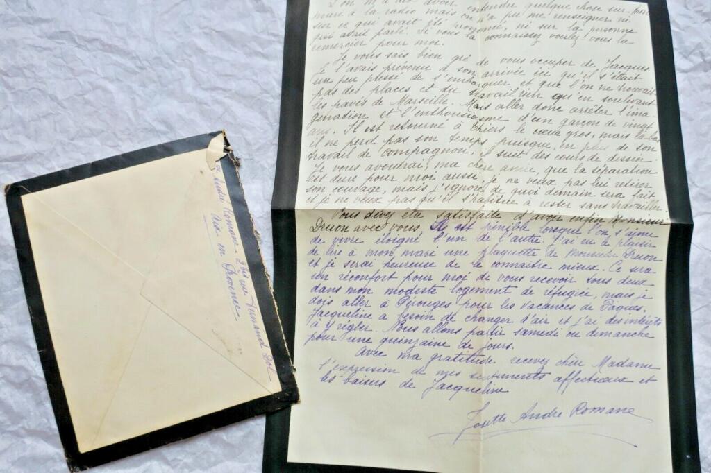 Josette André Romane schöne handschriftliche und signierte Autographenbrief