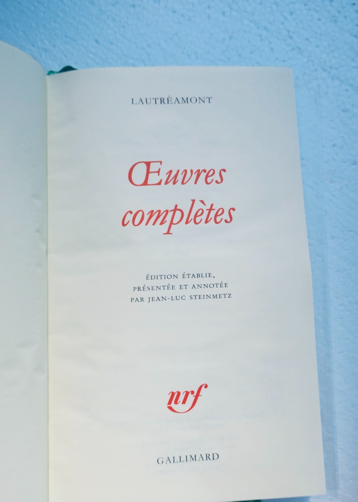 LAUTREAMONT OEUVRES COMPLETES. Gallimard NRF "Bibliothèque De La Pléiade", 2009 – Image 3